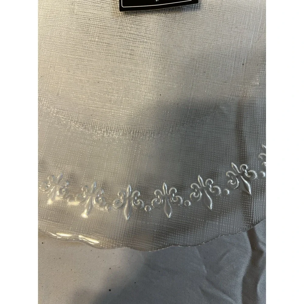 Firenze Verrerie‎ Italian Glass Platter Fleur de Lis Embossed Clear 13 inch NWT